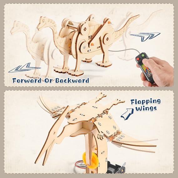 Dinosaur STEM Kits for Kids, 4 in 1 Wood Building Toys for Boys Crafts 8-12