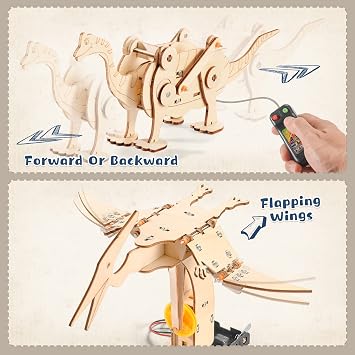 Dinosaur STEM Kits for Kids, 4 in 1 Wood Building Toys for Boys Crafts 8-12