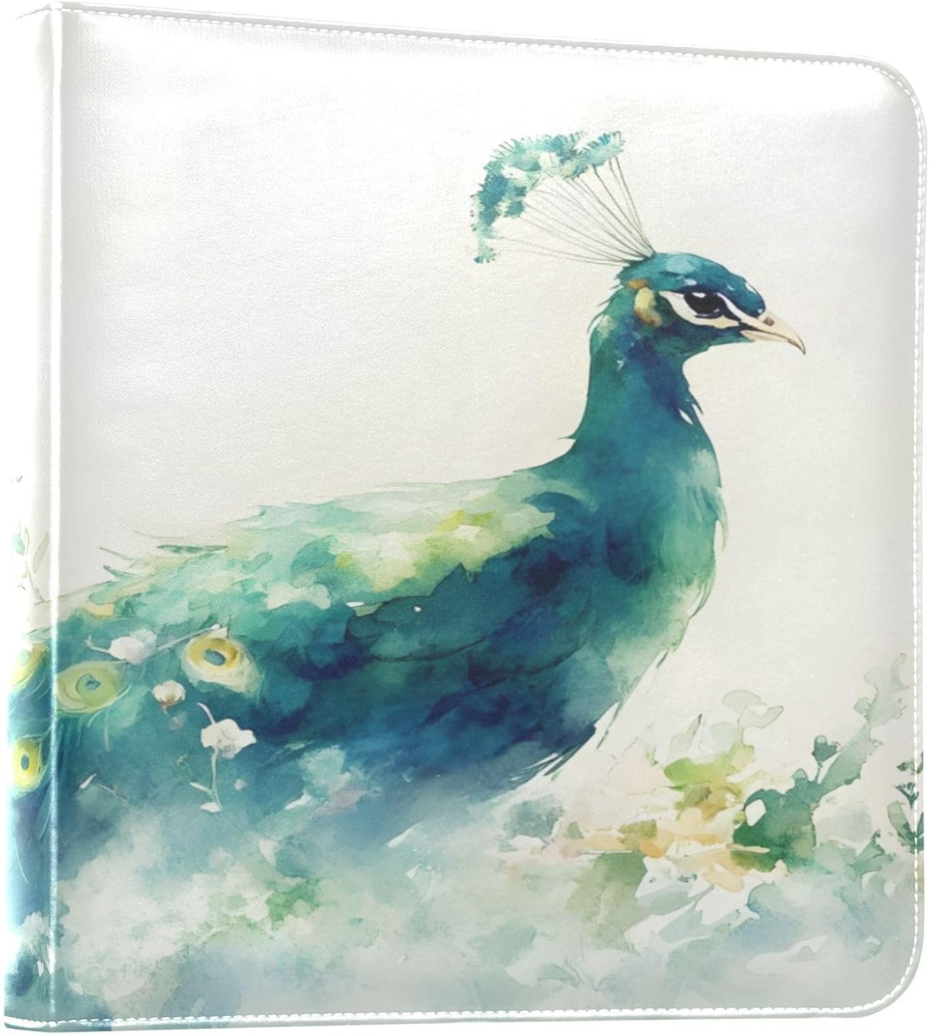 Watercolor Peacock Leather Photo Album Self Adhesive Scrapbook, 20 Detachable Pages DIY Scrapbook Album for Family Postcard Journal