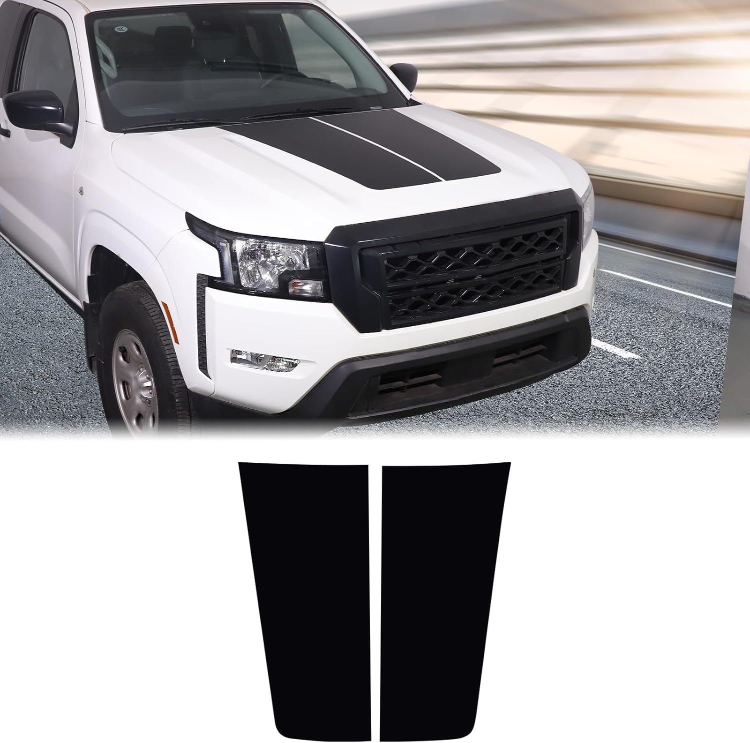 Aunginsy Car Front Hood Panel Decal Sticker Compatible with Nissan Frontier 2022-2024 2025 Front Hood Engine Panel Precut Vinyl Decal Black Graphic Film Trim Modelling Decorative Exterior Accessories