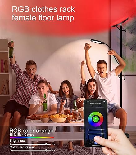 Miniatura 6 de Lámpara de pie inteligente RGB, lámpara de sala de estar, lámpara de ropa y sombrero, lámpara de pie LED luz principal y lámpara de lectura lateral,