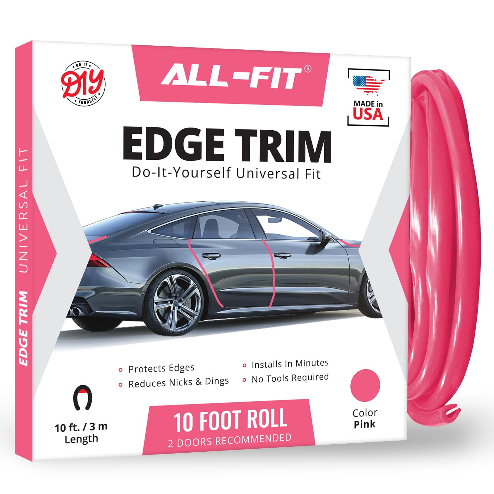 All-Fit Automotive Car Door Edge Protector Universal DIY Edge Trim to Prevent Scratches Dings Flexible Adhesive Molding Trim