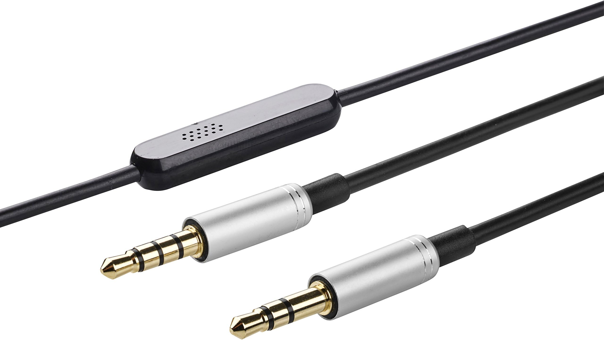 AGS Replacement Cable for Marshall Monitor, Audio Technica, Philips, Sony Headphones – Black Slim Mold Design, 1.2m Earphone Audio Cable w/ In-Built Remote and Mic, Gold-Plated Audio Jacks | Audio Accessories