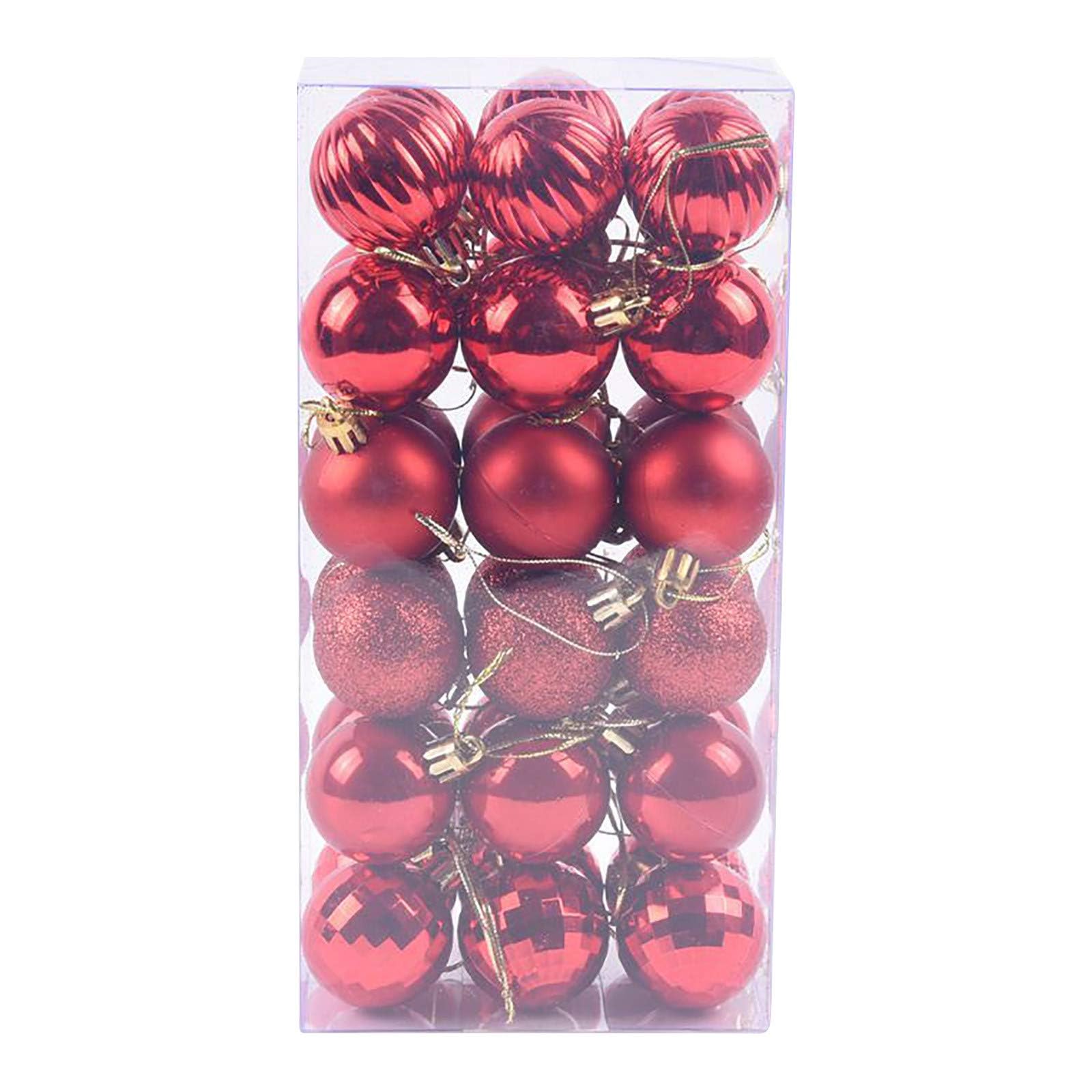 Christmas Baubles Sale Clearance Christmas Tree Bauble Hanging Loop Shatterproof Ornamets Personalised Navy Blue Christmas Decorations, Pink Green White Gold Silver Navy (Red (36pcs/40mm))