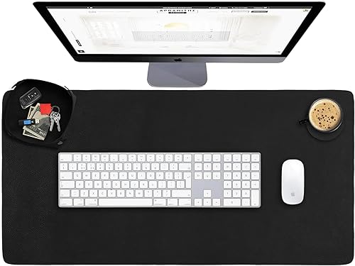 Almohadilla de escritorio de cuero para escritorio, tapete grande de cuero para escritorio, 32 x 16 pulgadas, tapete de escritorio de cuero genuino