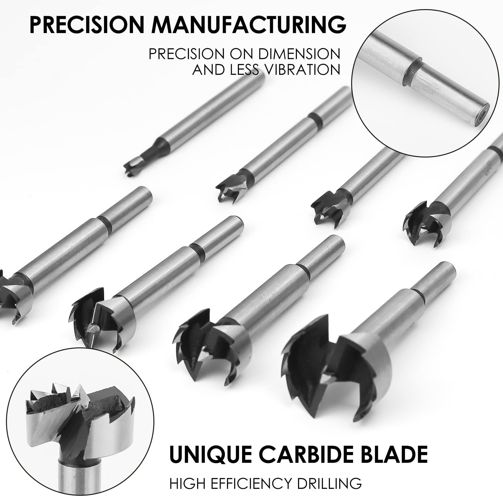 BAIDETS Forstner Bit Set - 8 Pcs for Wood Drilling -3 BAIDETS Forstner Bit Set - 8 Pcs for Wood Drilling -3