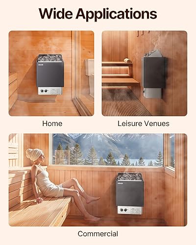 Miniatura 9 de VEVOR - Calefactor de sauna, estufa eléctrica de sauna de 220V, calentador de baño de vapor sauna con temporizador de 3h y temperatura ajustable