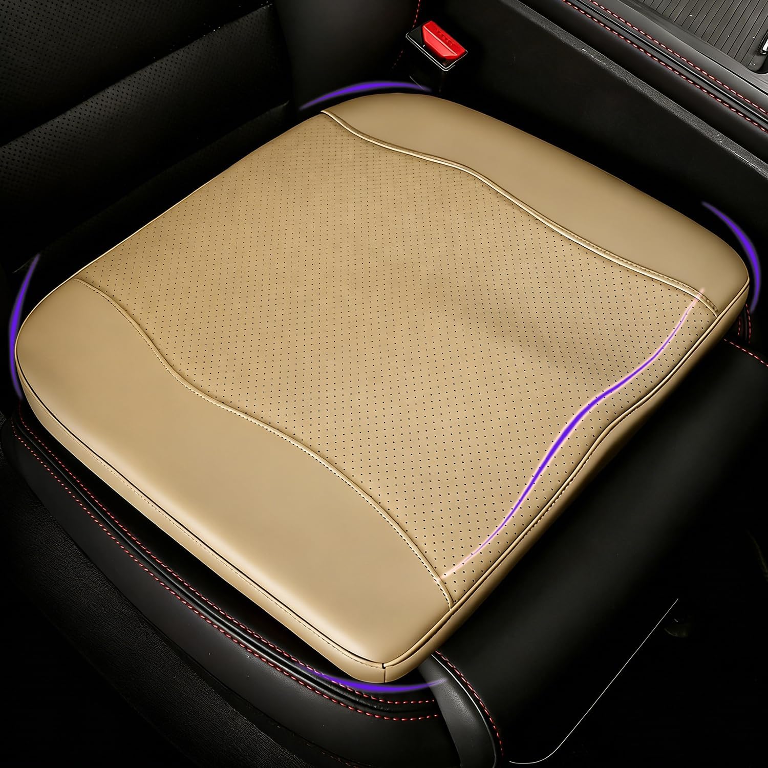 Car Seat Cushion,Thickened Comfort Memory Foam Seat Cushions for Car and Office Chair - Sciatica & Lower Back Pain Relief, Driver Seat Pillow for Auto, Office Chair, Wheelchair Pad-Beige