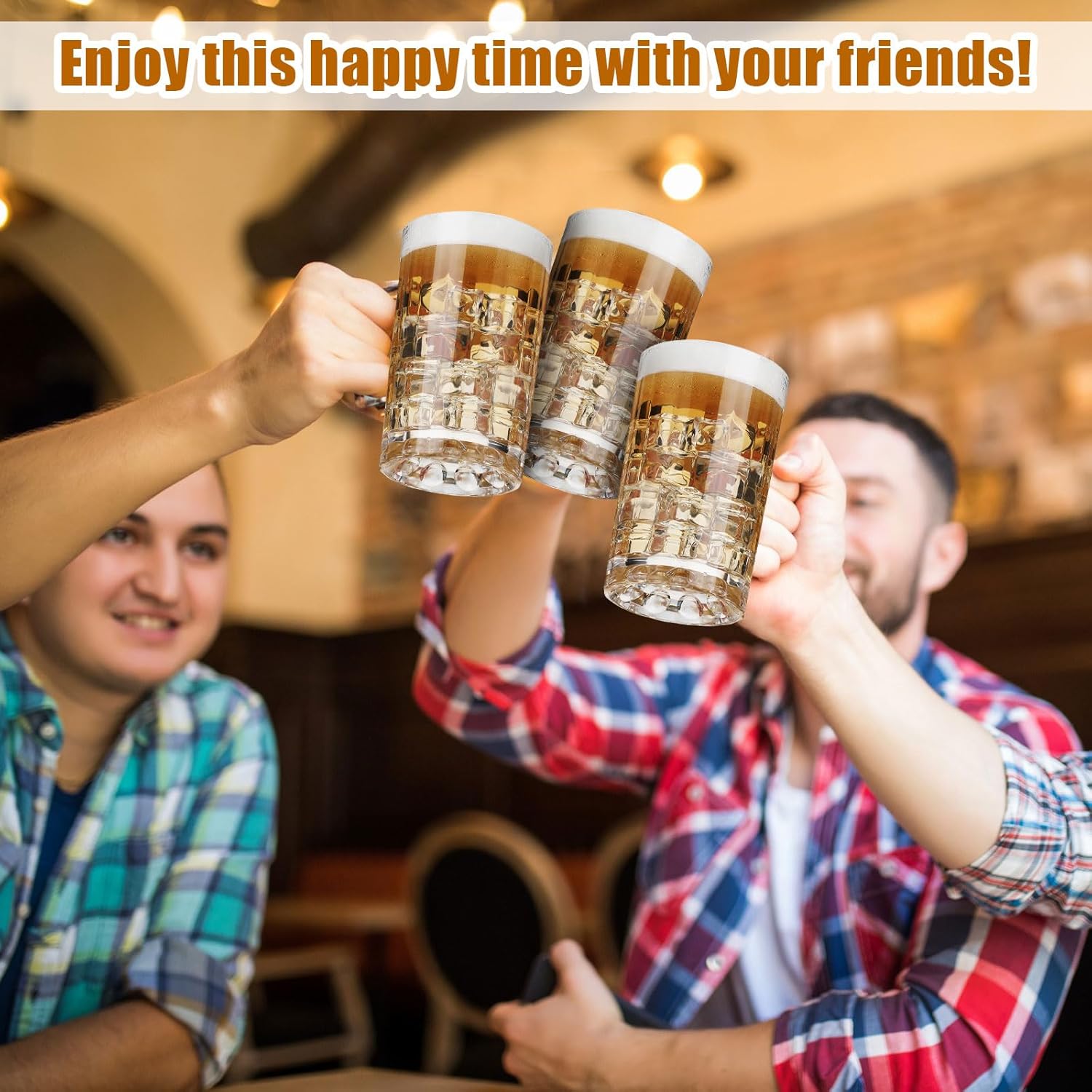 Mifoci 20 Pcs Plastic Beer Mugs with Handles 16 oz Oktoberfest Beer Stein Bulk Reusable Drinking Cups Glasses for Bavarian Party Supplies Cocktail Beverages Alcohol Soda - Image 5