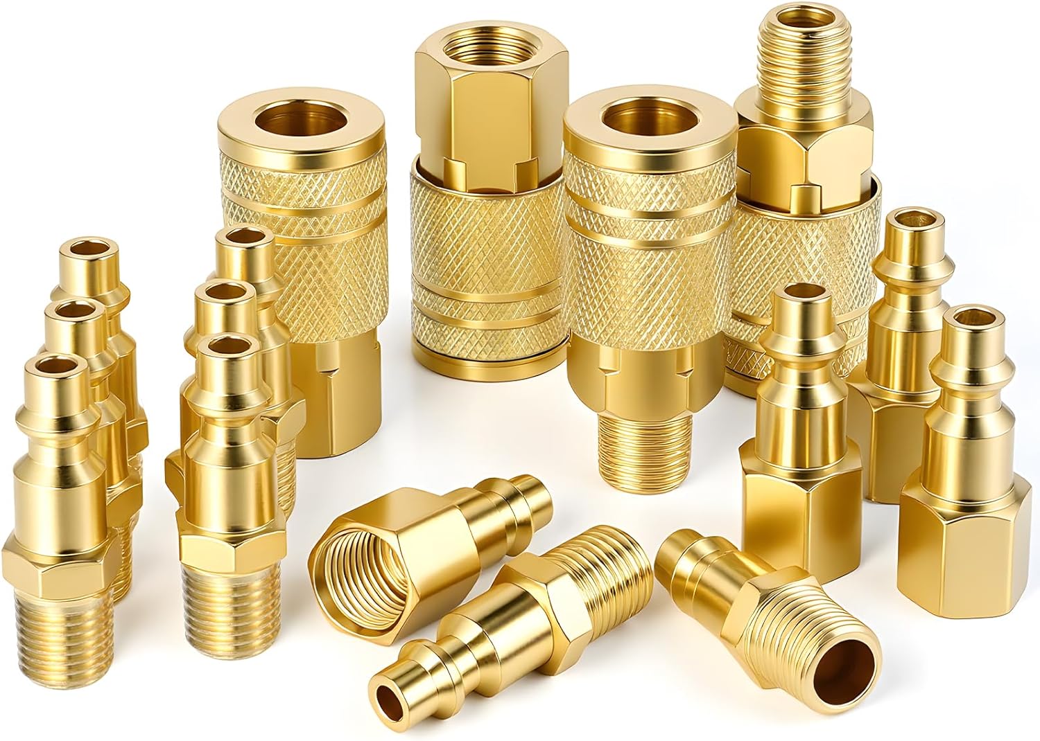 Universal Air Hose Fittings 16 Pcs 1/4" NPT Quick Connect Air Coupler & Plug Kit Industrial Pneumatic Airs Tool Adapter Accessories Airs Compressor Accessories