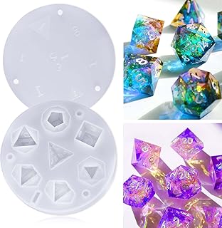 BABORUI Dice Molds for Resin, 7 Shapes DND Dice Resin Mold Silicone, Integrated Polyhedral Dice Silicone Molds for Making DND Dice Set Table Board Game