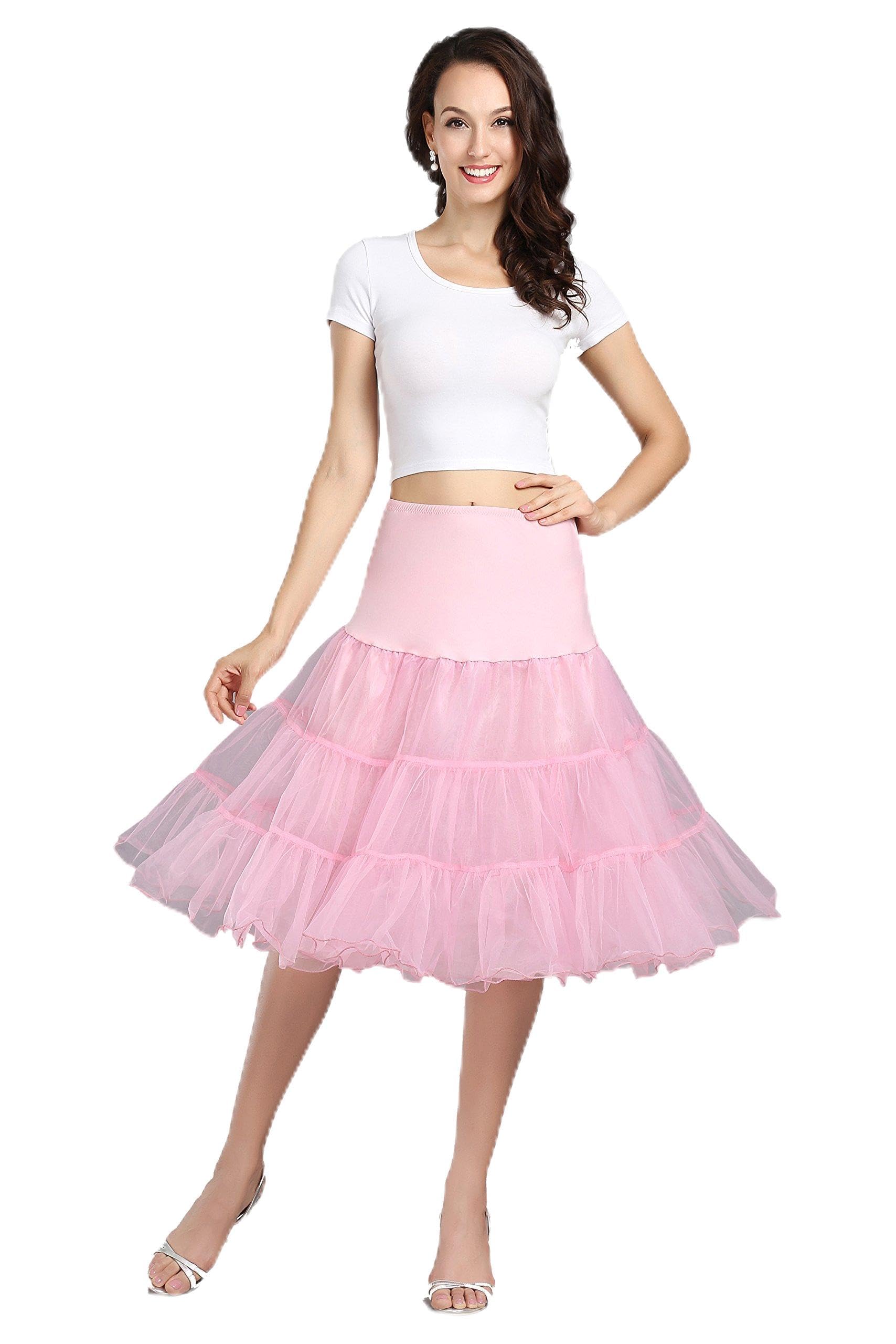 WOWBRIDAL Women's Vintage 50s Rockabilly Petticoat 25.59" Length Tutu Underskirt