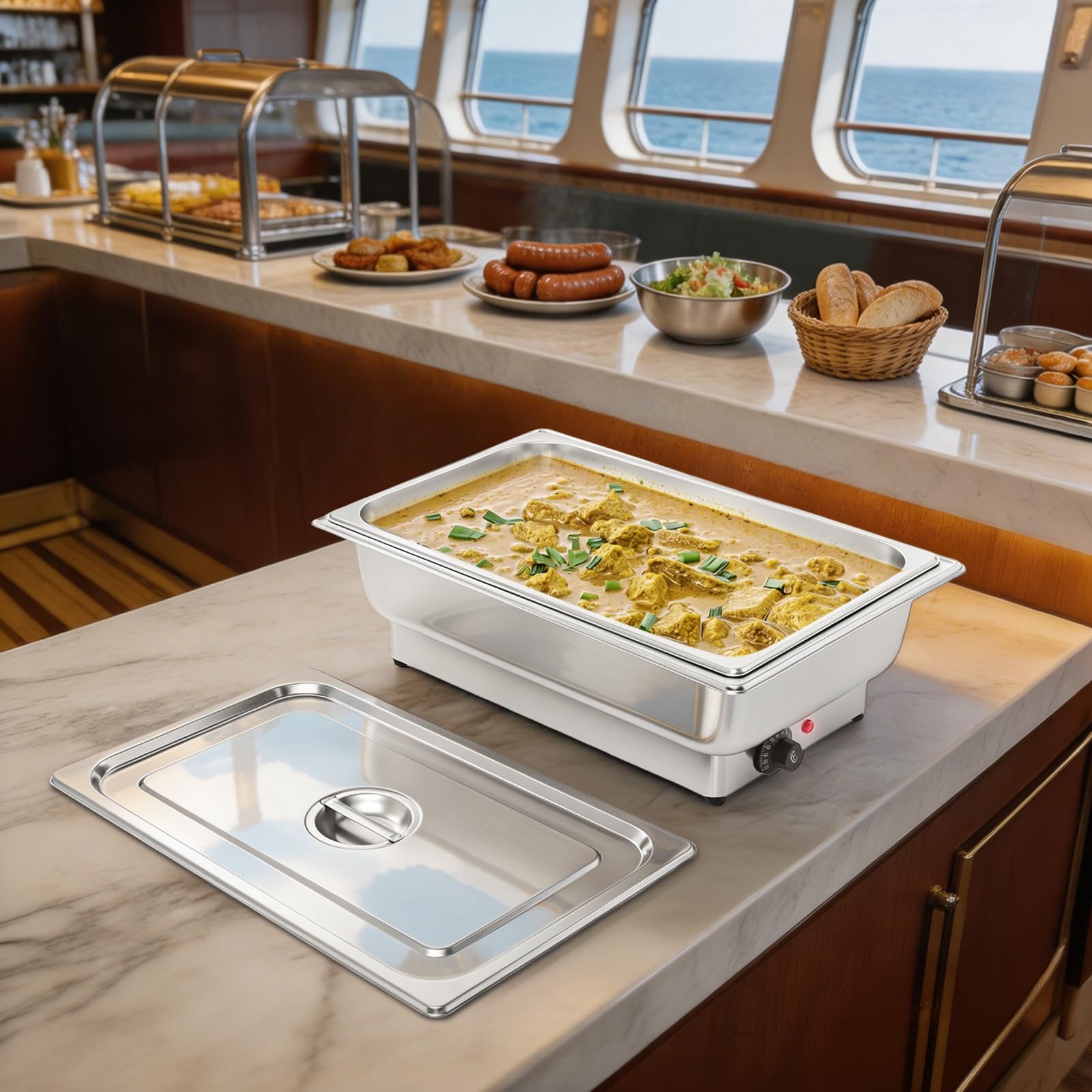 Elektryczna płyta grzewcza Chafing Dish ze stali nierdzewnej, 600 W, bufet