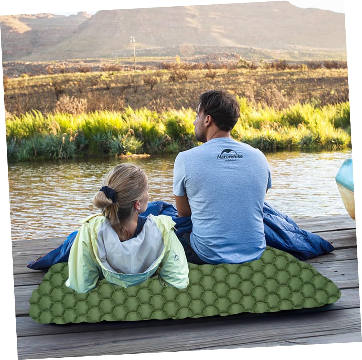 Outdoor Inflatable Sleeping Mat Tent Camping Pad Lightweight Mattress for Backpacking and Family Travel Green