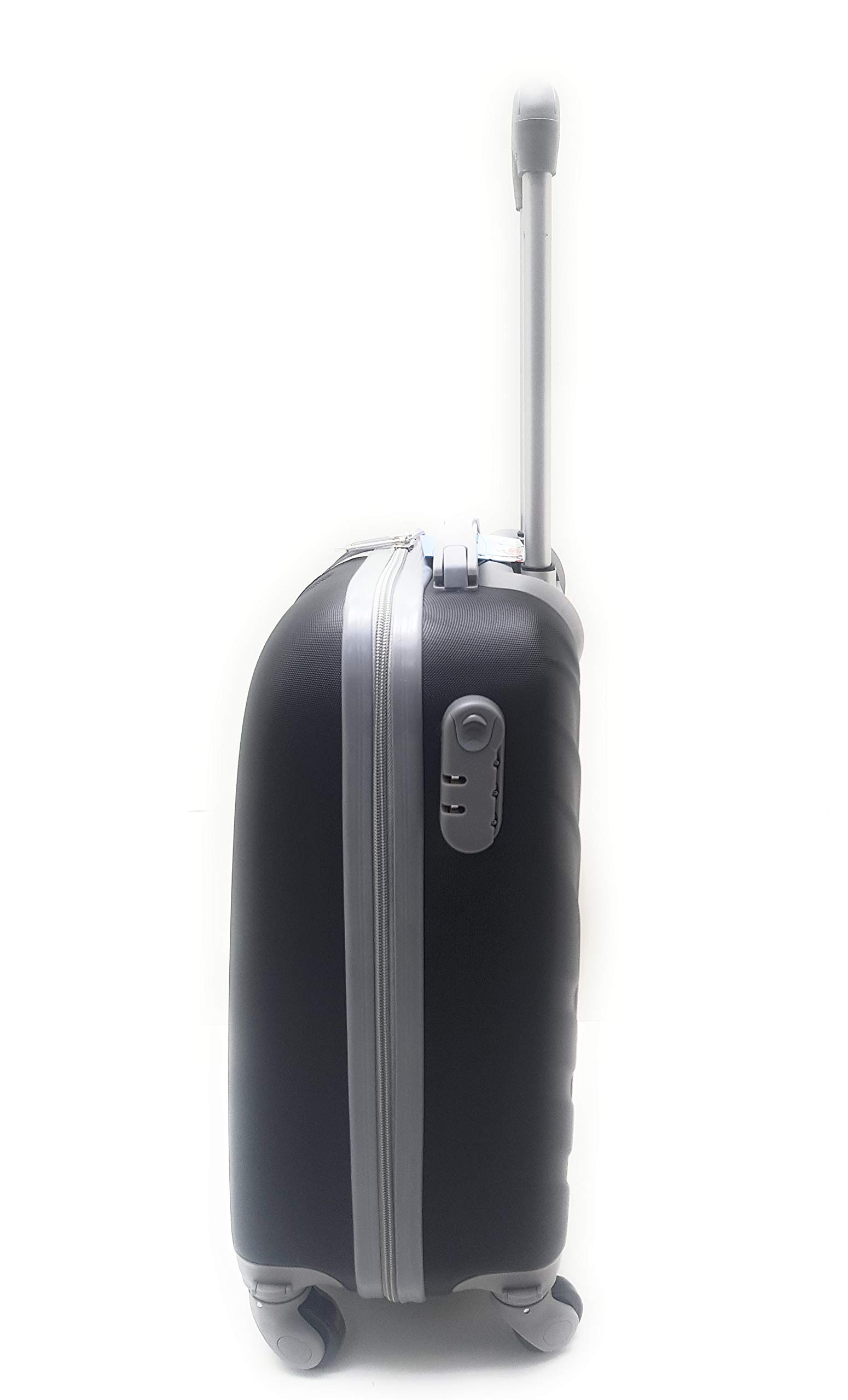 TROLLEY ORMI-LUMI IDONEO RYANAIR Cm.55x40x20 ABS RIGIDO 4 RUOTE MISURE EFFETTIVE del trolley Cm.52x33x19 Bagaglio a mano (NERO)