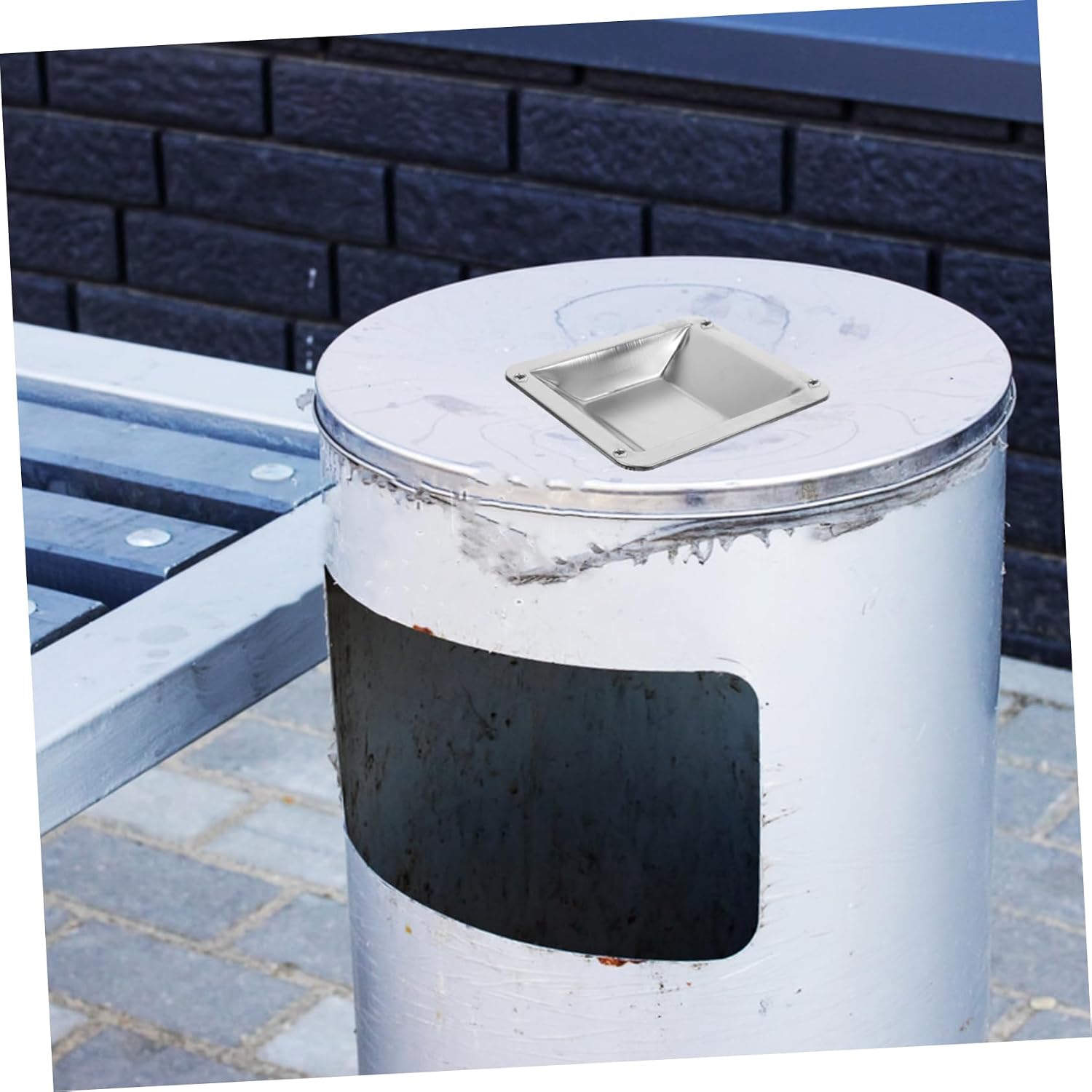 Unomor 5pcs Outdoor Ash Holder Square Ashtray for Butts Weatherproof Trash Can for Patio and Balcony Easy Waste Sorting and Minimal Maintenance