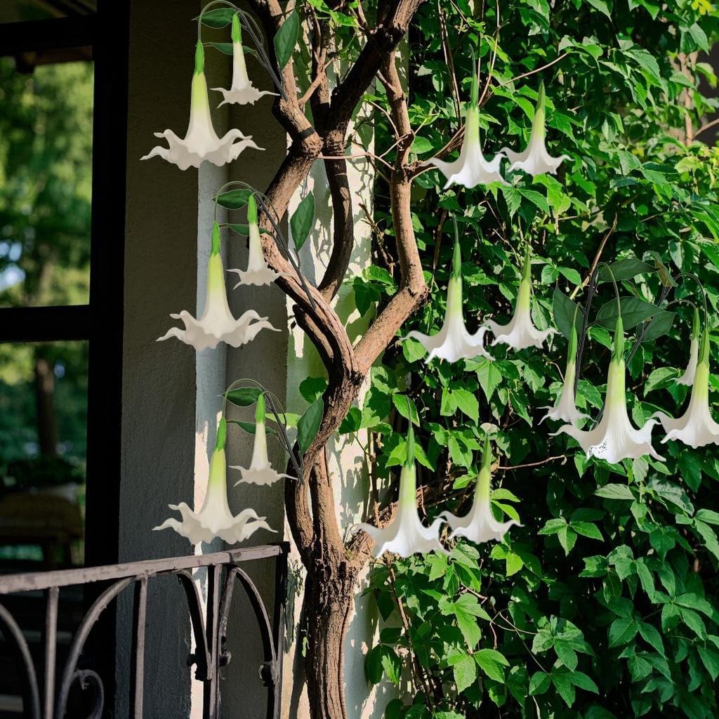 2PCS Artificial Datura Flowers Fake Real Touch Long Stems PU Lily Flowers for Home Spring Summer Floral Decoration