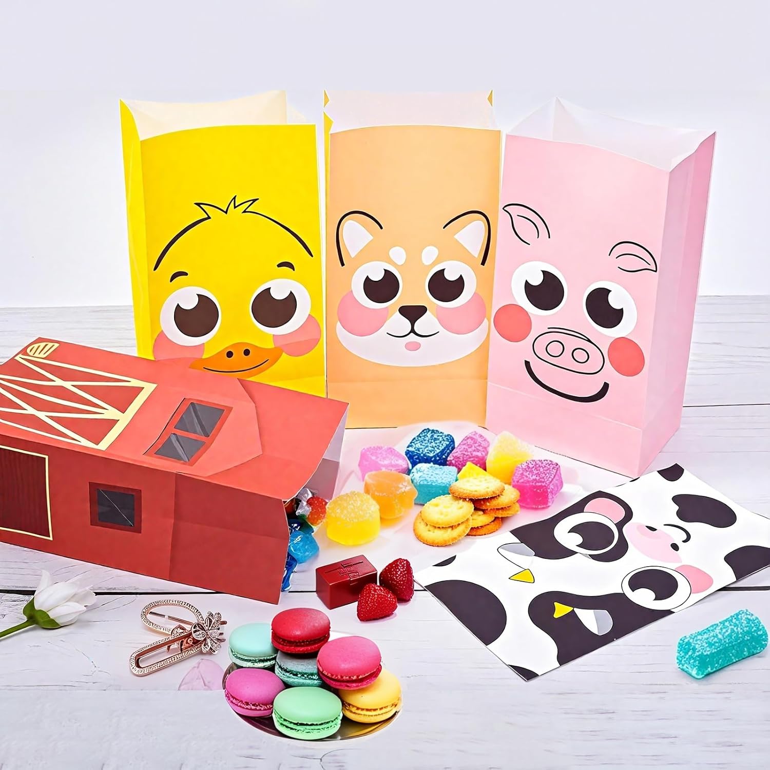 LovesTown 32 Pack Animal Goodie Bags, 4.7x3.1x8.7 Inches Cute Party Favor Bags for Kids Birthday Supplies Baby Shower, Classroom, Toddler Activities - Image 6