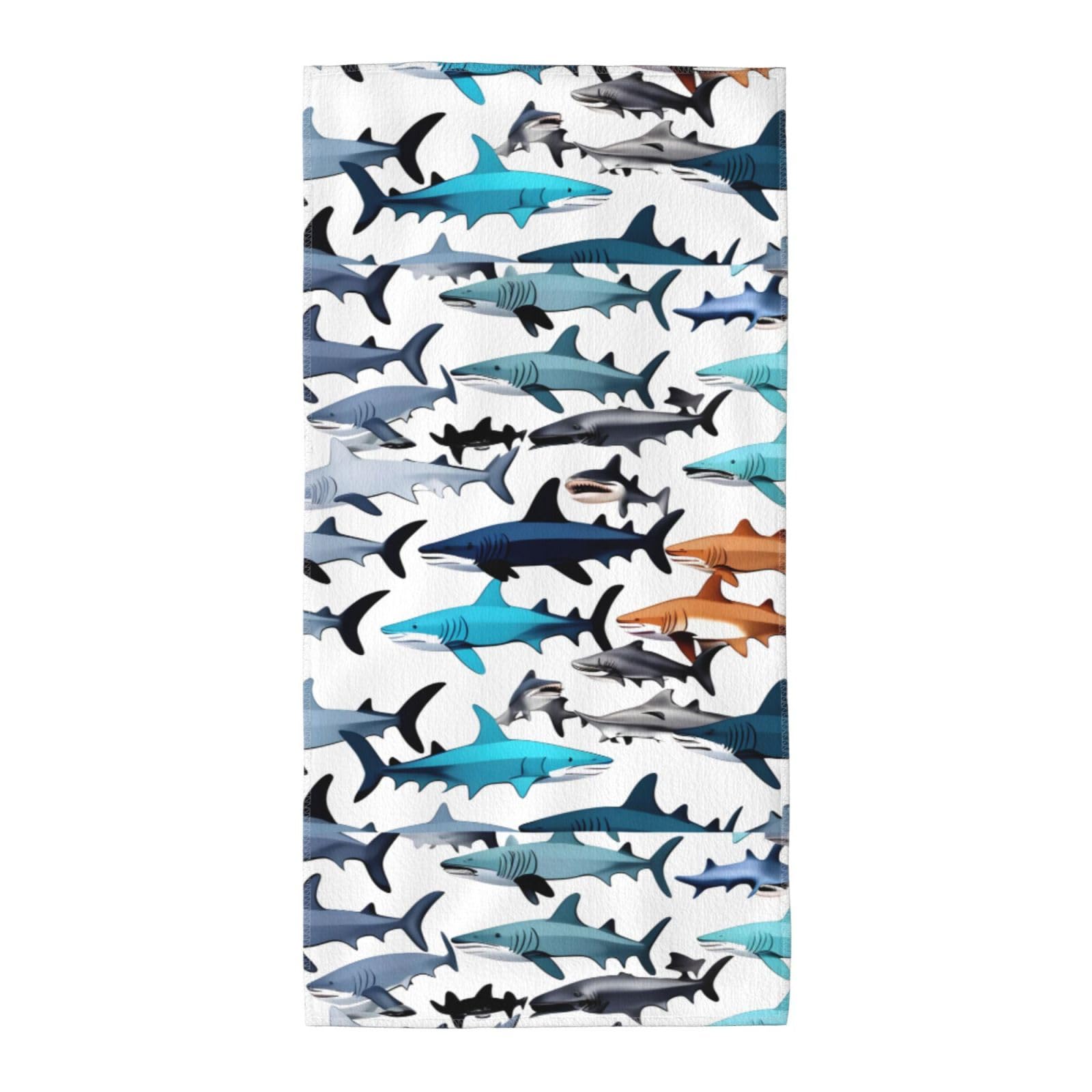 Cbaaghh Sharks Pattern Print Towel, Towels Thick Face Towels Fast Drying Washcloth For Bath, Spa, Gym