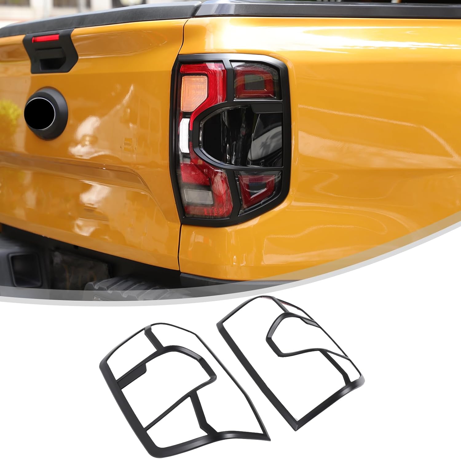 PIUGILH Tail Light Trim Bezel Cover Compatible with Ford Ranger 2023 2024 2025 2026 (High-Spec Version), Tail Light Covers Exterior Decoration Trim, 2Pcs (Matte Black)