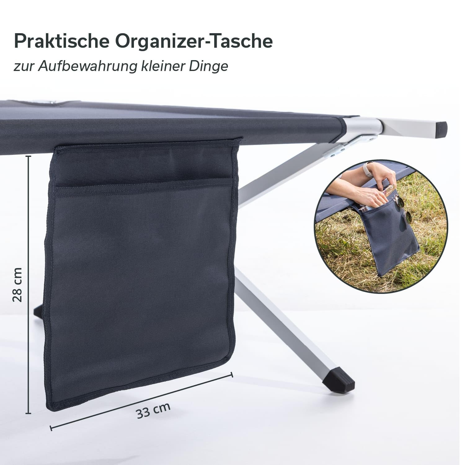 Skandika Campingliege Vuoma Klappbare Sonnenliege 200 kg 210 x 75 cm Anti-Rutsch-Füße Tragetasche