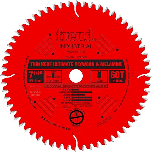 Freud LU79R006M20 Cuchilla para sierra, con revestimiento protector antiderrapante, para madera enchapada y melamina, para sierras Festool, Arbor de