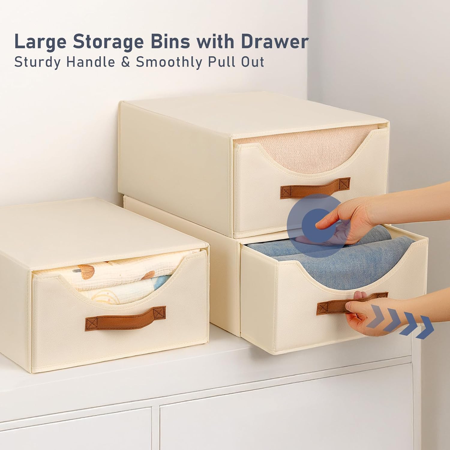DIMJ Closet Organizers and Storage - Fabric Storage Bins with Drawers, Collapsible Clothes Organizers Stackable Drawers for Closet, Bedroom, Living Room, Shelf, Wardrobe