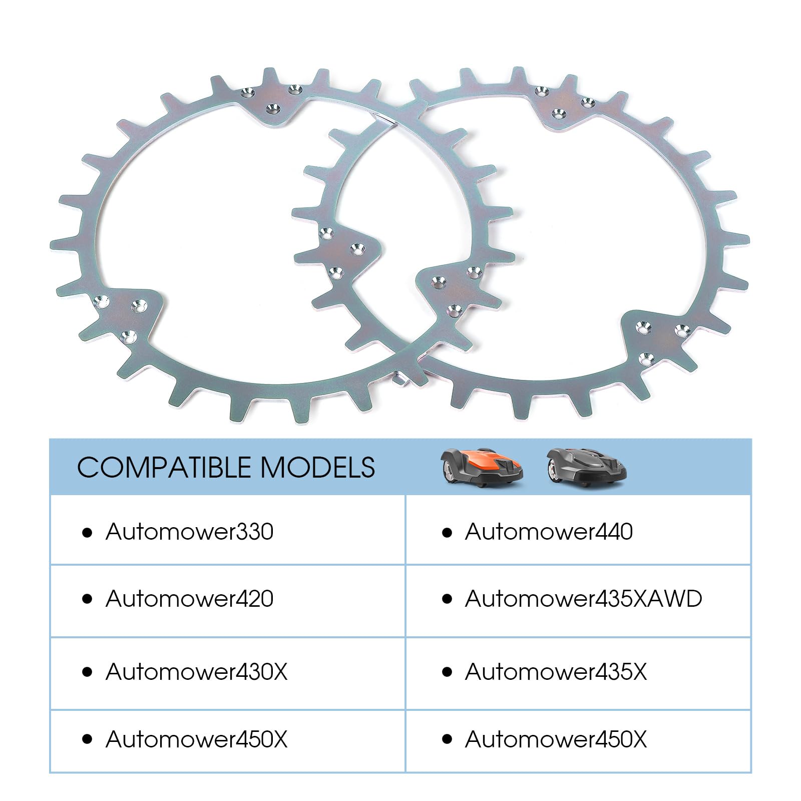 SWAWIS Pinchos para Robot Cortacésped Acero Inoxidable Desbarbado Ø 252mm con 21 Tornillos Compatible con Hus/qvarna Automower330/440/420/435XAWD/430X/435X Mejora de Tracción para Robots Cortacéspedes