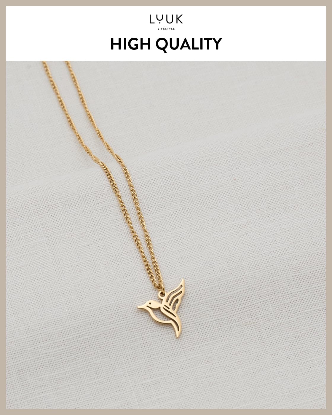 LUUK LIFESTYLE Filigrane Halskette mit Anhänger aus wasserfestem Edelstahl, Geschenk für Frauen, modernes Schmuck Design