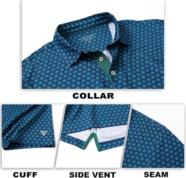 M MAELREG Mens Golf Shirt Short Sleeve Dry Fit Print Moisture Wicking Performance Patterns Collared Polo Shirt - 5