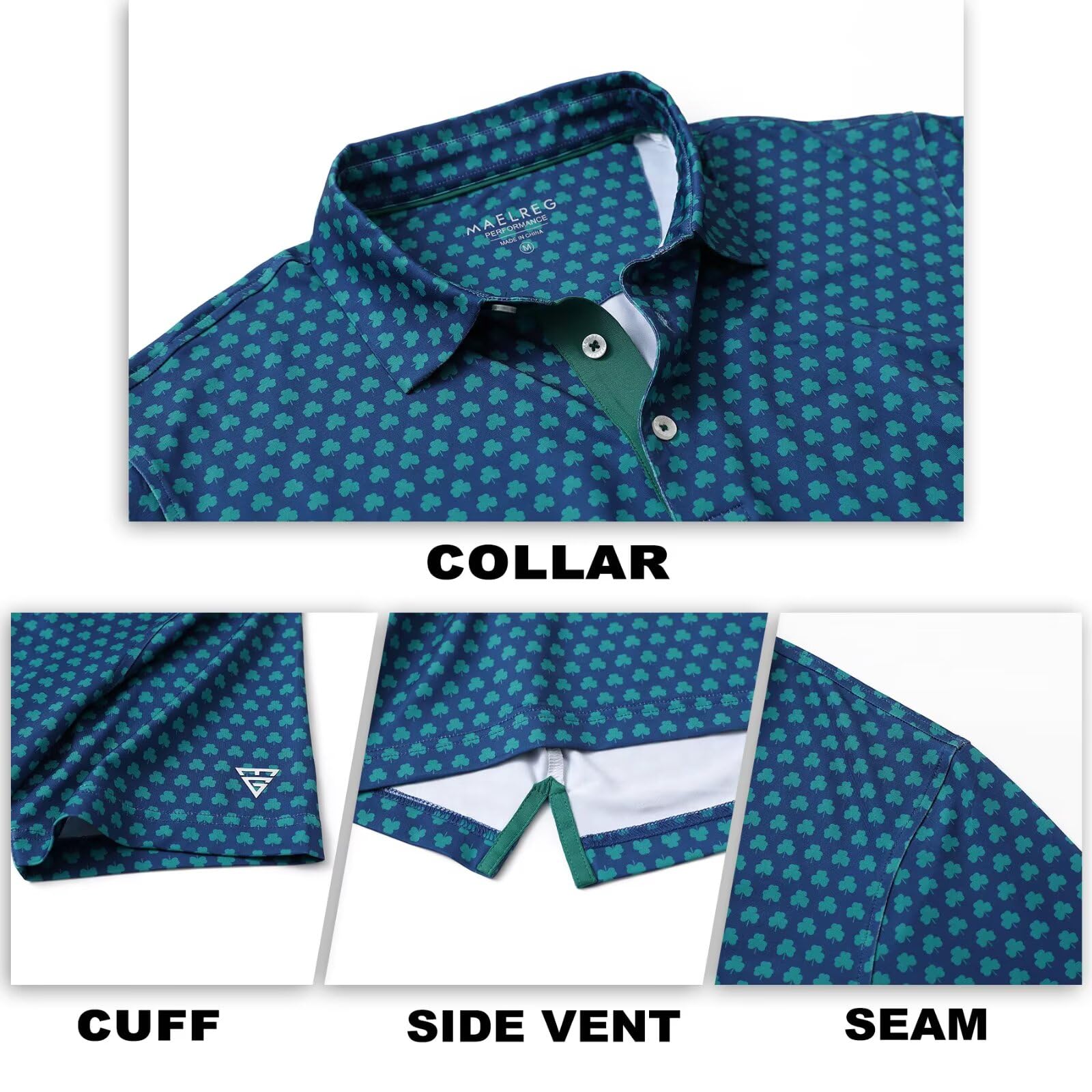 M MAELREG Mens Golf Shirt Short Sleeve Dry Fit Print Moisture Wicking Performance Patterns Collared Polo Shirt product thumbnail 8