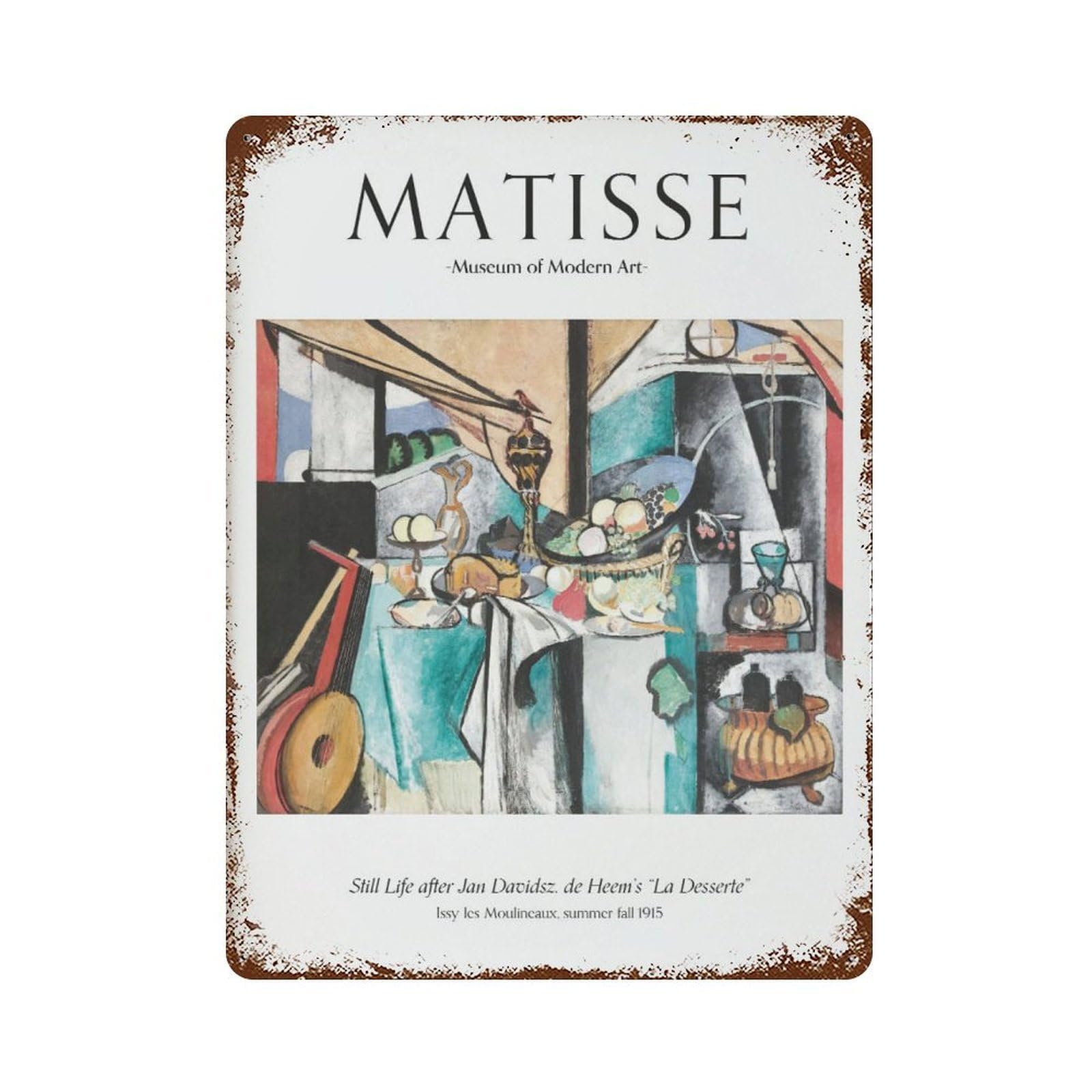 xiaoxiaoshen Henri Matisse La Desserte 1915, French Ist, Home Decor, Exhibition Wall Decor Art Metal Tin Poster Modern Home Decor Art Home Bar Shop Decorations Vintage Sign 40x30cm