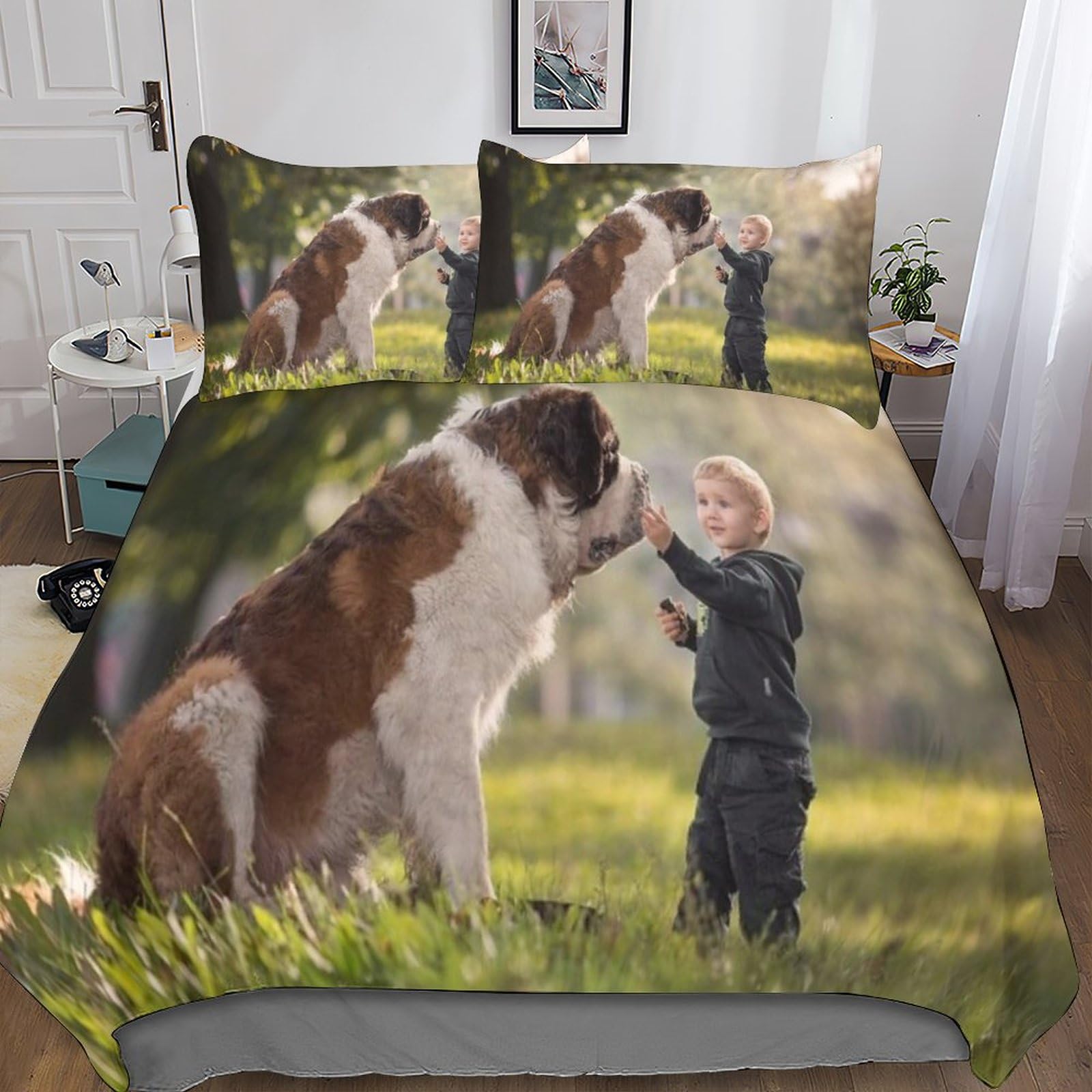 Housse de couette personnalisée photo pour chambre d'enfant lit double IOFEER
