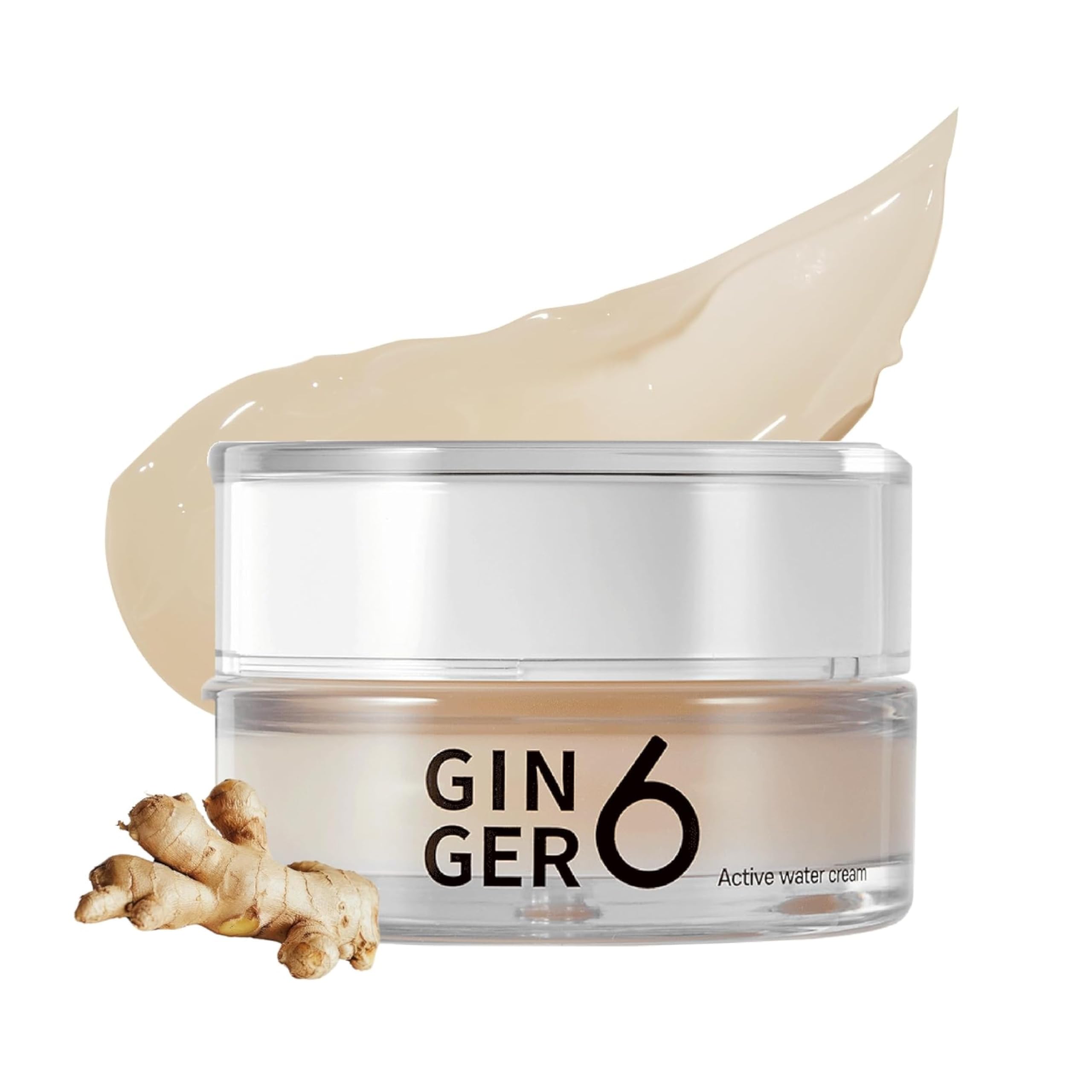 Ginger6 Active Water Cream | Deep Hydration Moisturizer | 76% Patented Ginger Water | 10 Hyaluronic Acids & Peptide Complex
