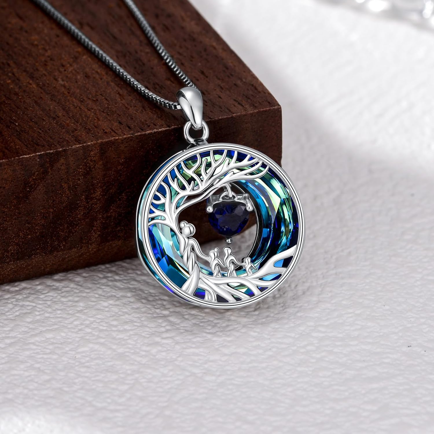 PROESS Gifts for Mom 925 Sterling Silver Tree of Life Necklace Crystal Mother and 1-4 Daughter Son Jewelry Birthday Christmas Gifts for Women Mother Daughter Wife Grandma - Image 6