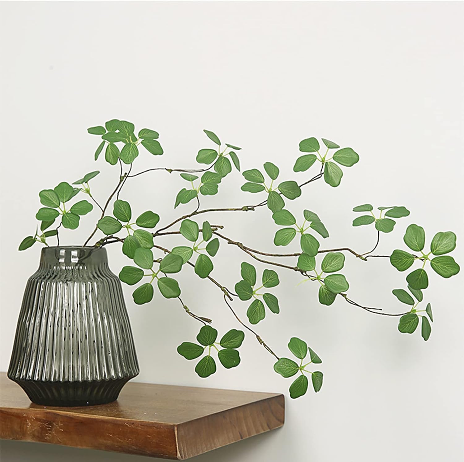 Asodomo 6 Pack Artificial Greenery Stems 35.4 Inch Artificial Plant Green Leaf Branches Faux Ficus Twig for Vase Filler Home Office Party Wedding Decor