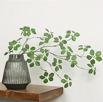 4 Pack Artificial Plant Leaves Bunches, 35.4 Inch Faux Greenery Branches Stems Leaves Spray Plants Branches for Vase Floral Arrangement Bouquets Wedding Greenery Decor