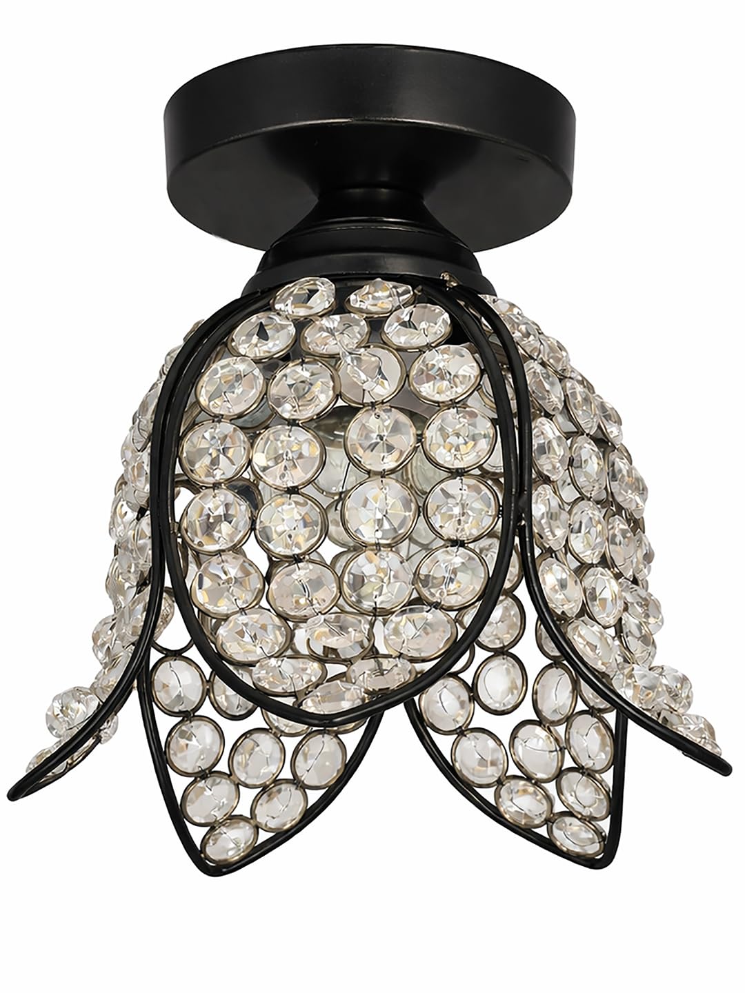 Gold Crystal Flush Mount Light - Modern Lotus Design -4