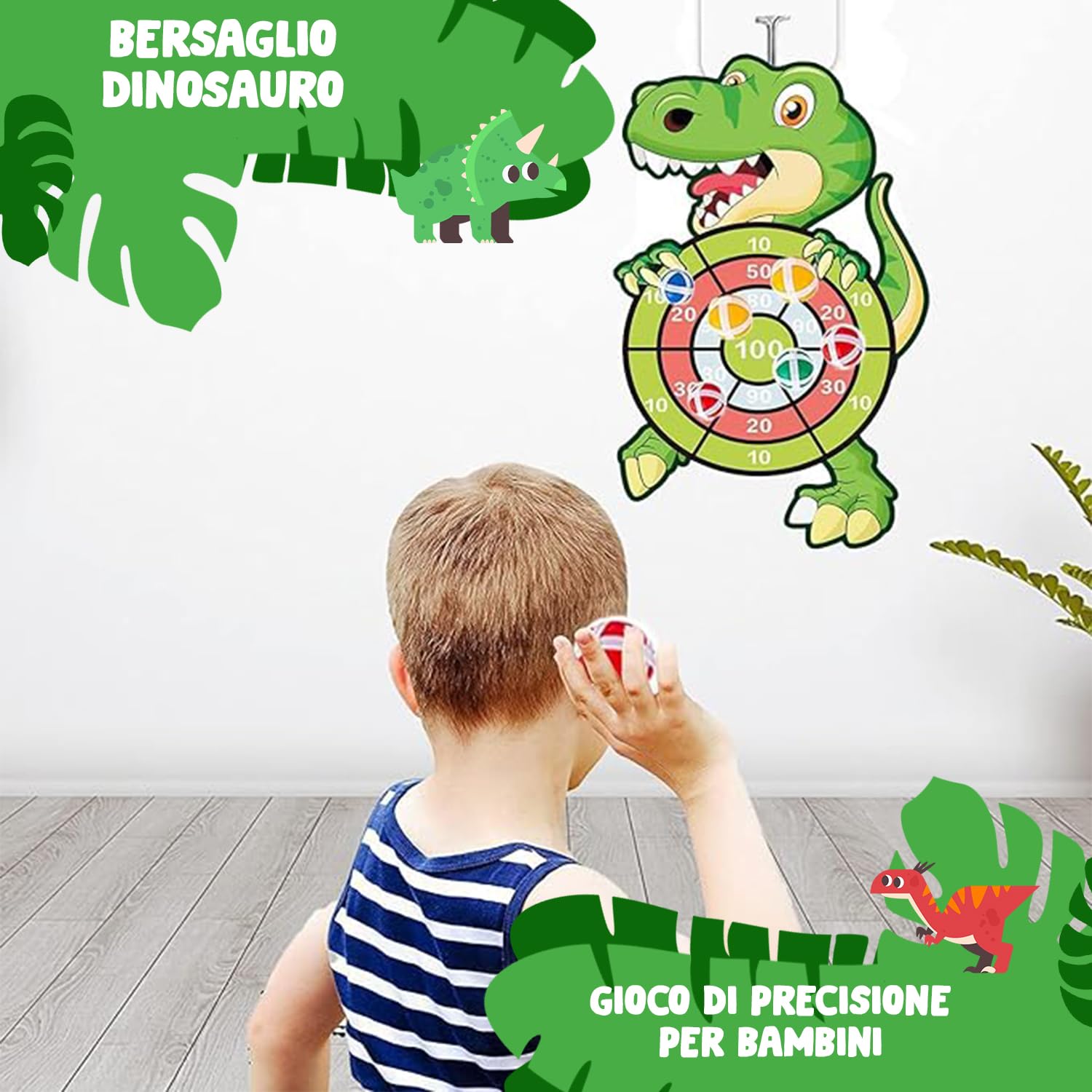 Original Cup Dart Dino® Freccette Dinosauro per Bambini | Lavagna per Freccette con Palline da grattare | Divertente Giocattolo di coordinazione | Facile da Appendere all'Interno o all'Esterno