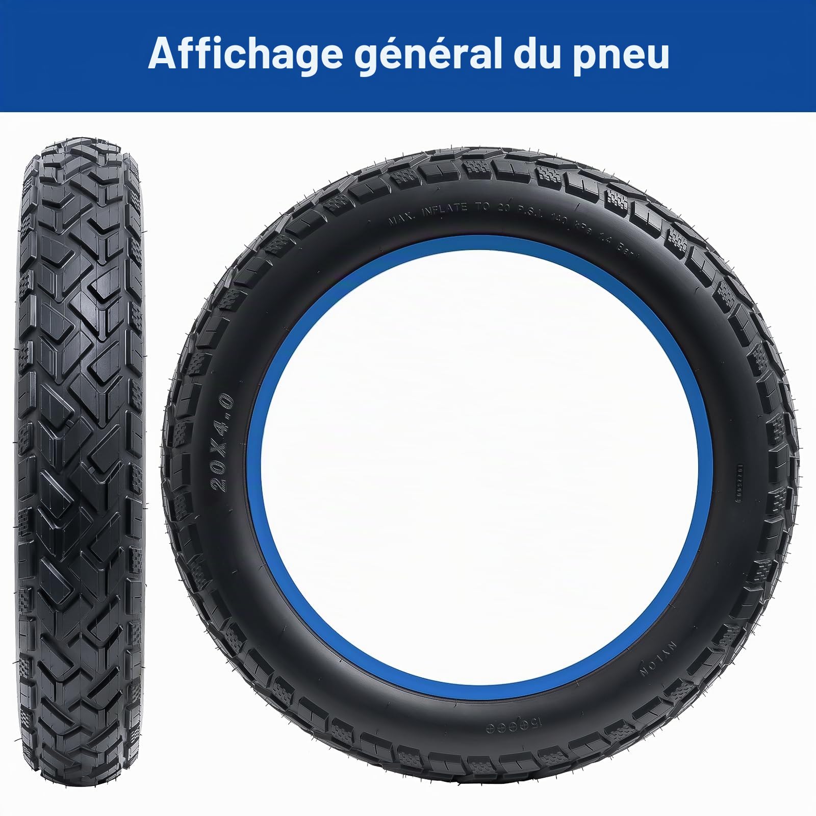 20x4.0 Fat E-Bike Pneu 20 Pouces, 20x4 102-406 Pneu de vélo Pliable adapté pour 20x3.80 20x4.0 100-406 102-406 e-Bike/City/Mountain/Road Bike Bicycle Wheel Spare Wheel (Une)