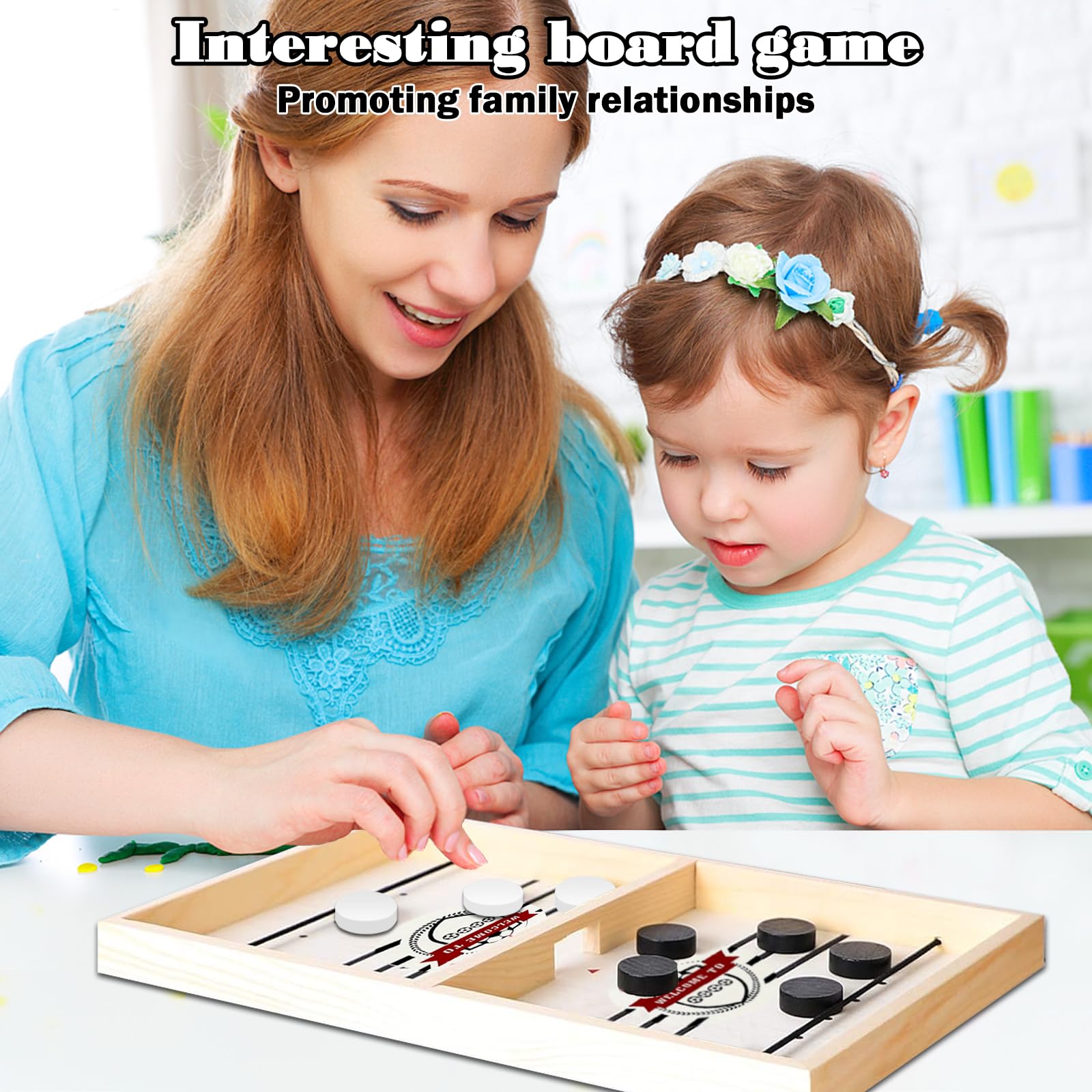 Maphilu Swingbou Juego de Mesa de Hockey Fast Sling Puck Grande Doble Catapult Chess Parent-Child Interactive Table Game
