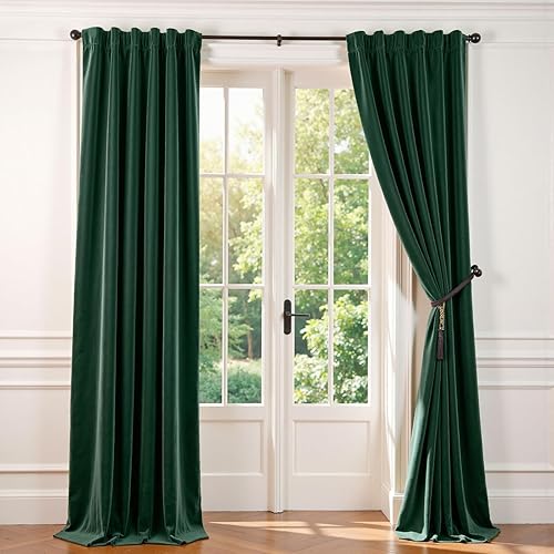 Miniatura 10 de Lazzzy Cortinas Opacas de Terciopelo con Aislamiento Térmico para Ventanas de Habitación, Cortinas de Lujo Súper Suaves para Sala de Estar, Salvia