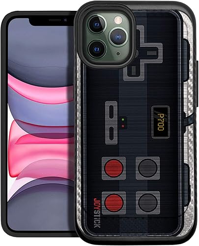 CasesOnDeck - Carcasa para iPhone 12 Pro MaxiPhone 12 Pro Max armadura cepillada Carcasa delgada, resistente, color negro mate (control retro)