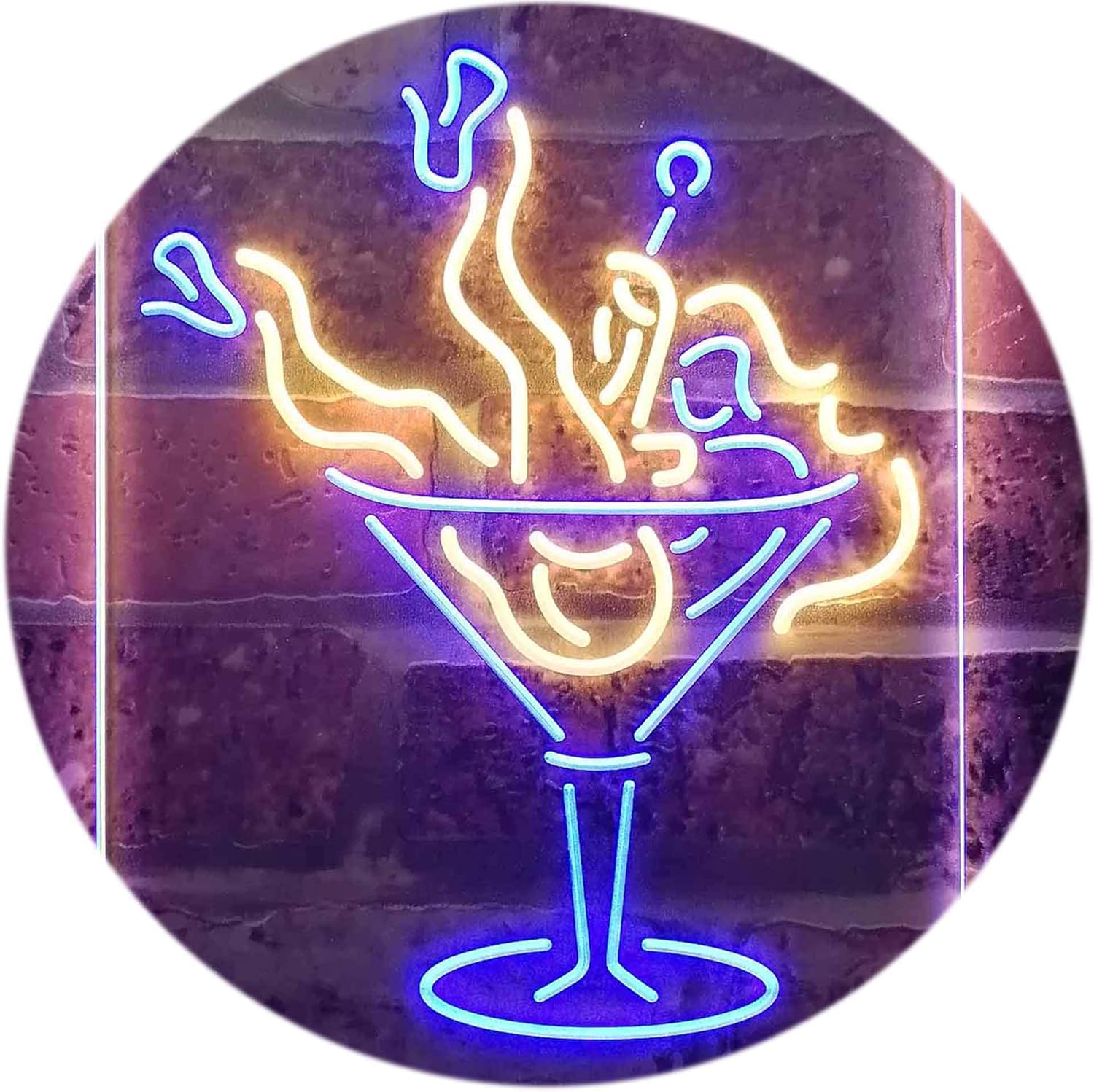 ADVPRO Lady in Cocktails Glass Bar Wine Dual Color LED Neon Sign Blue & Yellow 16" x 24" st6s46-i2192-by