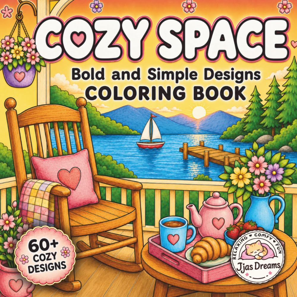 Cozy Spaces Coloring Book: Cute Cozy Rooms, Hygge Homes, Reading Nooks, Cottagecore Interiors & Relaxing Stress Relief Coloring Book for Adults and ... Nooks, Bedrooms and Relaxing Hygge Interiors