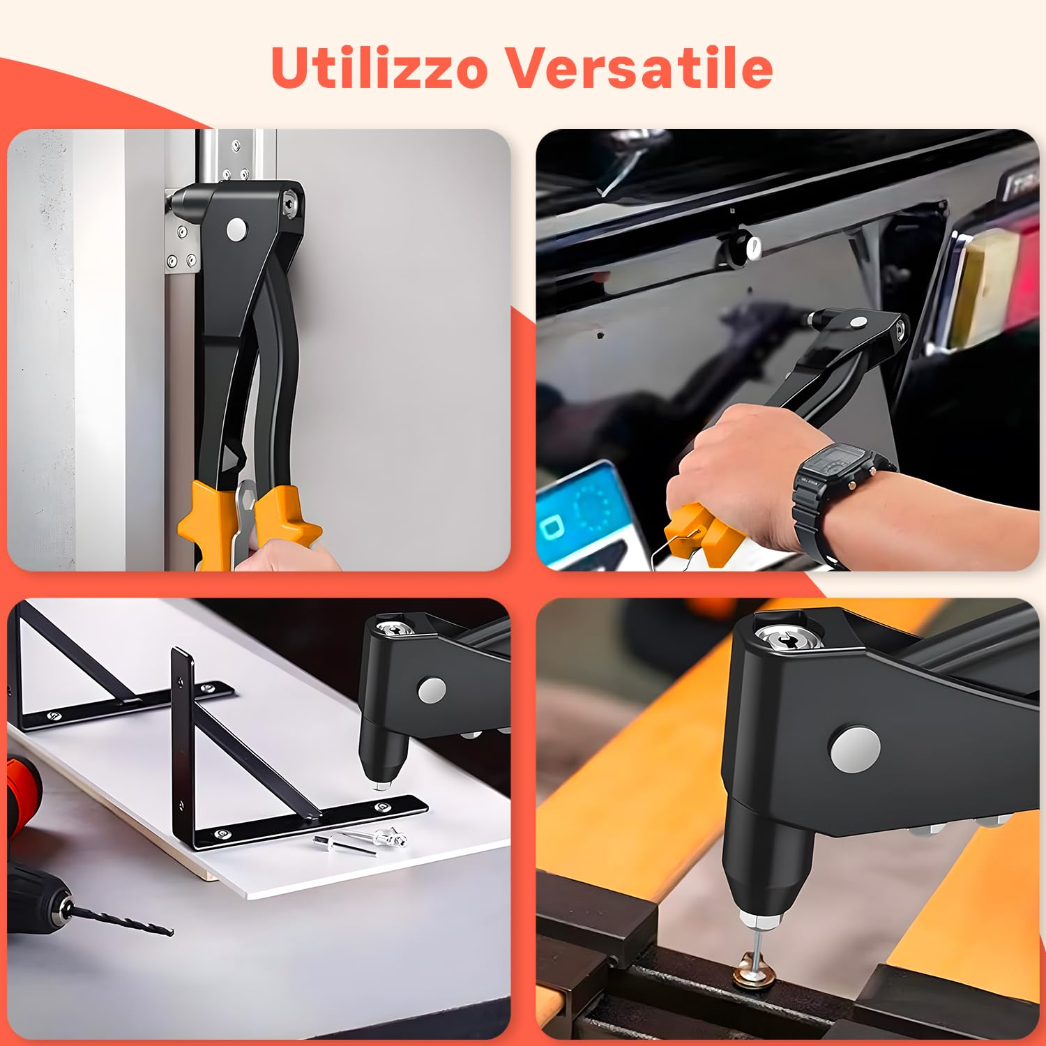 Rivettatrice Manuale 240mm per Rivetti Alluminio Rame Acciaio con Manici Ergonomici