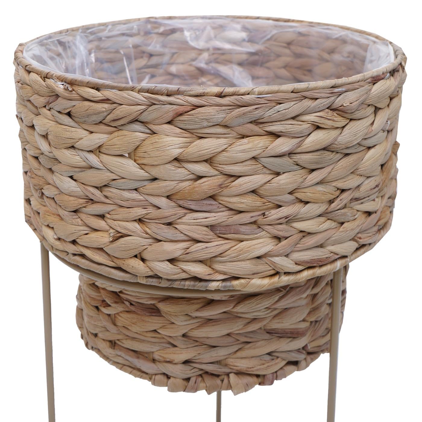 Mendler 2er-Pflanzentopf-Set HWC-Q45 Metall - Natur, Gestell beige | Pflanzkasten, Pflanzkübel, Blumentopf, Wasserhyazinthe