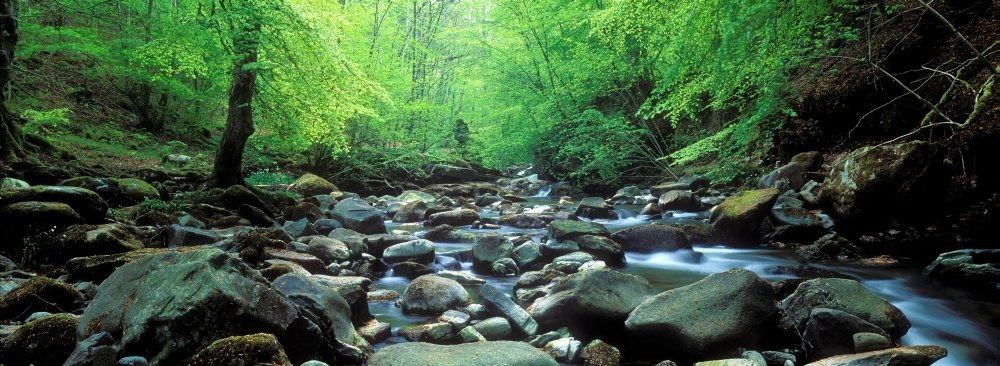 PosterazziPPI150812L Stream Flowing Through Rocks Aberfeldy Perthshire Scotland Poster Print, 36 x 12