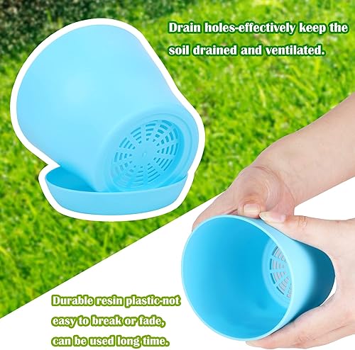 Miniatura 4 de Paquete de 36 macetas de plástico de 4 pulgadas con platillos, macetas de flores coloridas, macetas de inicio de semillas, macetas engrosadas,