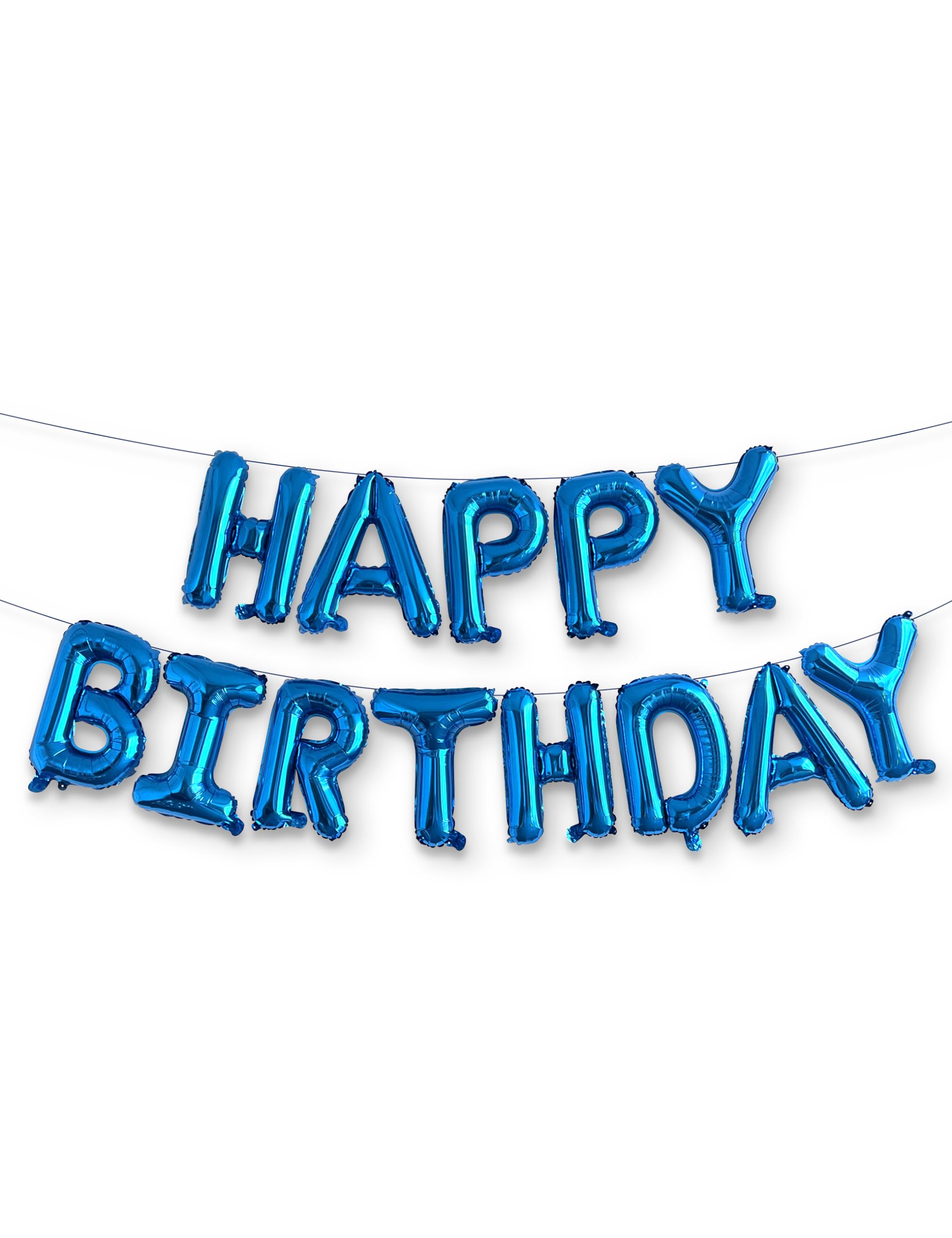 HOUSE OF PARTY Happy Birthday Balloon - 16 inch | Blue Mylar Capital Foil Birthday Balloons Banner, Blue Party Decorations for Men, Women